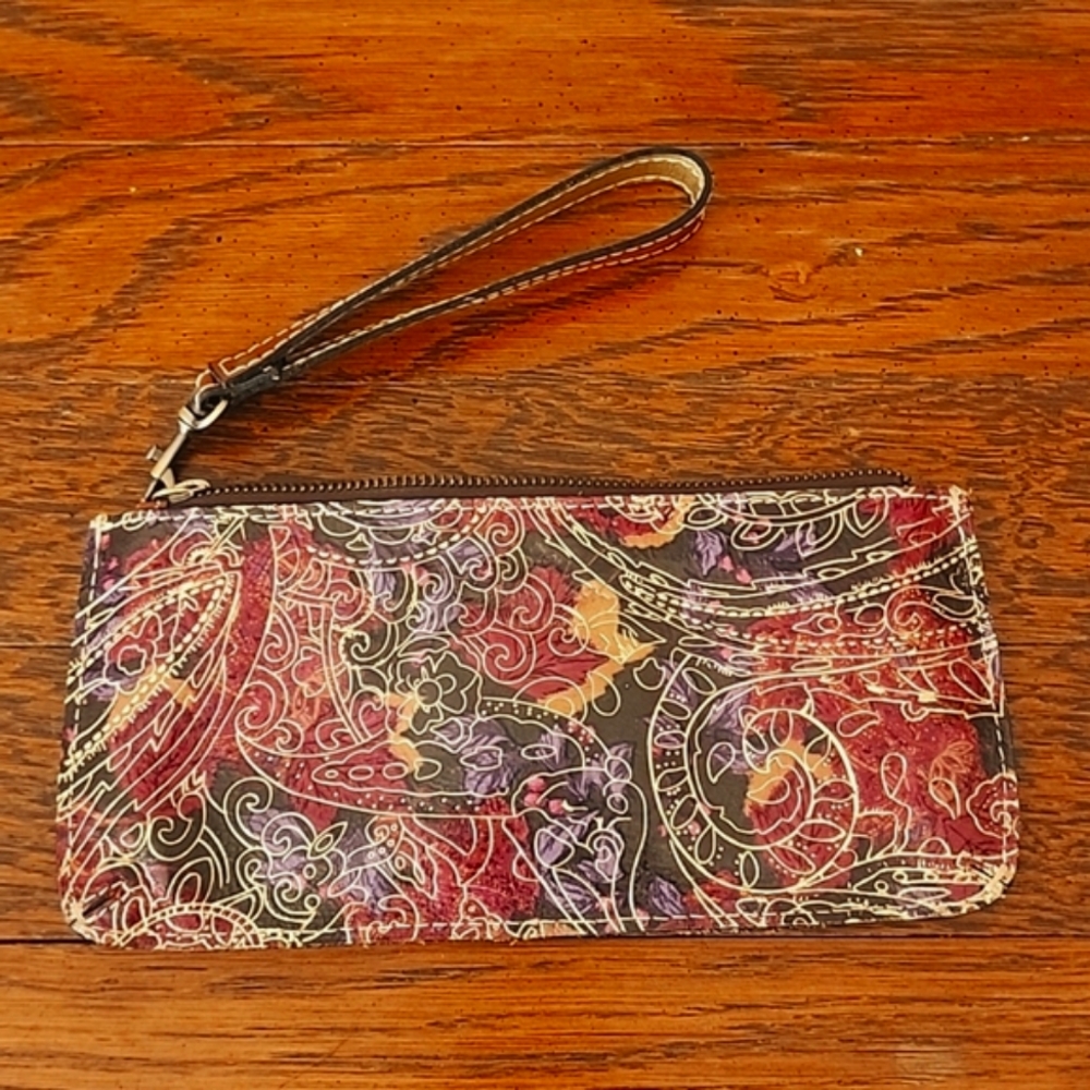 Patricia Nash Wristlet, Leather w Gold Embossing, Perfect Condition